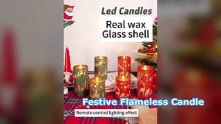 Real Wax LED Candle Snowflake Deer Design