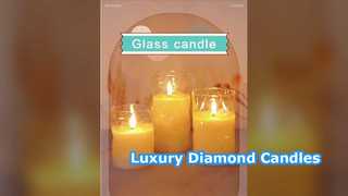 Luxury LED Pillar Candles Diamond Glass Decor