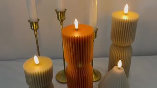 Real Wax LED Candles Flickering Black Flameless Timer Remote